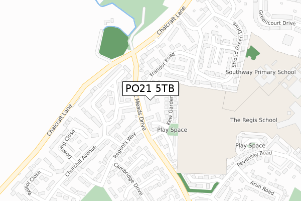 PO21 5TB map - large scale - OS Open Zoomstack (Ordnance Survey)
