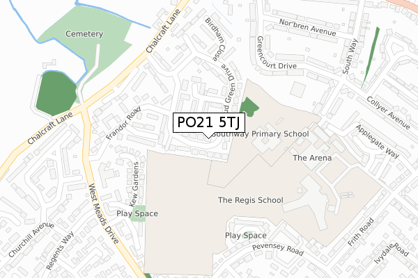 PO21 5TJ map - large scale - OS Open Zoomstack (Ordnance Survey)