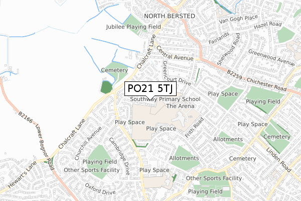 PO21 5TJ map - small scale - OS Open Zoomstack (Ordnance Survey)