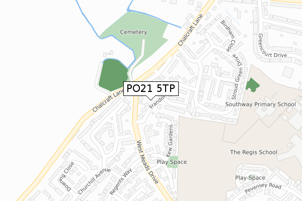 PO21 5TP map - large scale - OS Open Zoomstack (Ordnance Survey)