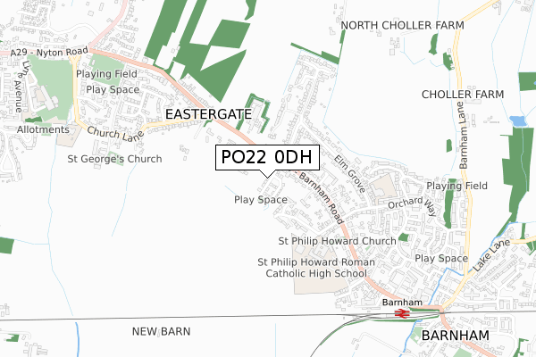 PO22 0DH map - small scale - OS Open Zoomstack (Ordnance Survey)