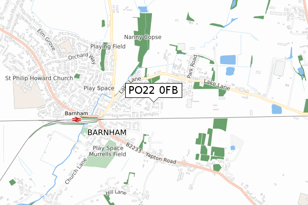 PO22 0FB map - small scale - OS Open Zoomstack (Ordnance Survey)