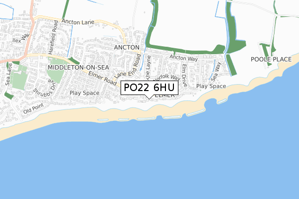 PO22 6HU map - small scale - OS Open Zoomstack (Ordnance Survey)