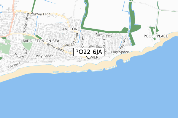 PO22 6JA map - small scale - OS Open Zoomstack (Ordnance Survey)