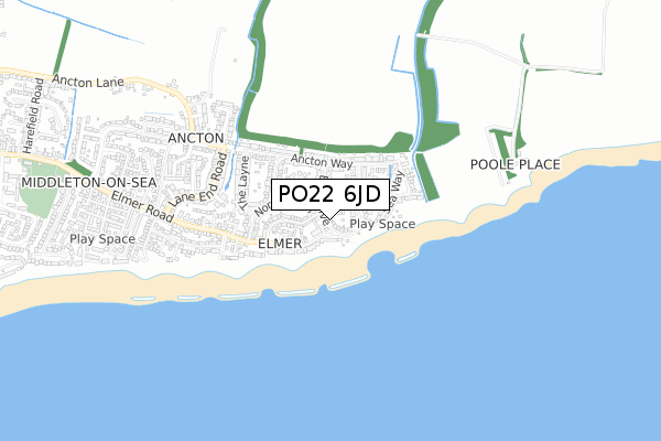 PO22 6JD map - small scale - OS Open Zoomstack (Ordnance Survey)