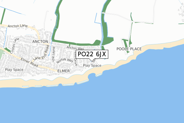 PO22 6JX map - small scale - OS Open Zoomstack (Ordnance Survey)