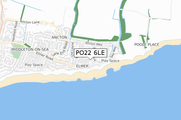 PO22 6LE map - small scale - OS Open Zoomstack (Ordnance Survey)