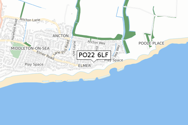 PO22 6LF map - small scale - OS Open Zoomstack (Ordnance Survey)