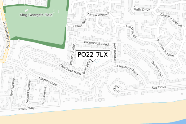 PO22 7LX map - large scale - OS Open Zoomstack (Ordnance Survey)