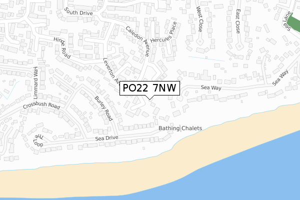 PO22 7NW map - large scale - OS Open Zoomstack (Ordnance Survey)