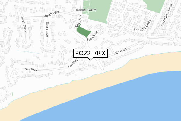 PO22 7RX map - large scale - OS Open Zoomstack (Ordnance Survey)
