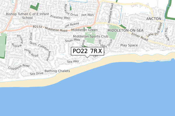 PO22 7RX map - small scale - OS Open Zoomstack (Ordnance Survey)