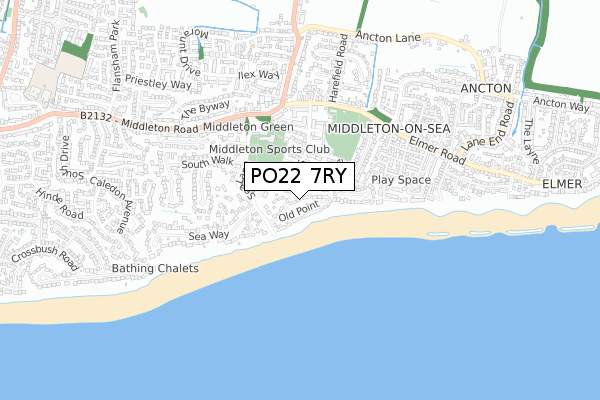PO22 7RY map - small scale - OS Open Zoomstack (Ordnance Survey)
