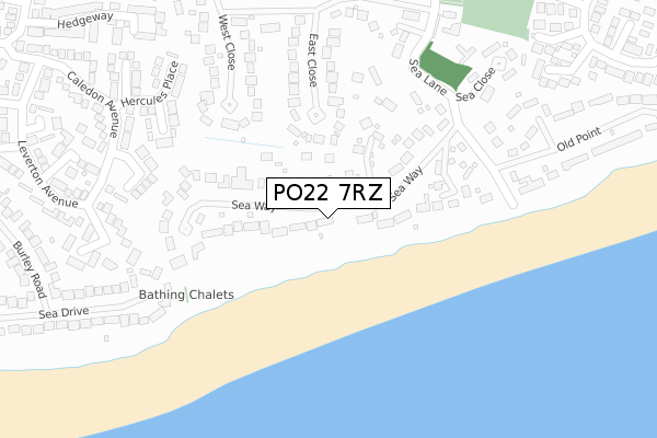 PO22 7RZ map - large scale - OS Open Zoomstack (Ordnance Survey)
