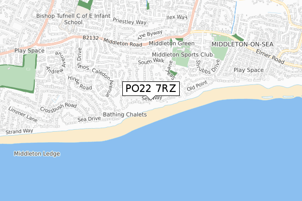 PO22 7RZ map - small scale - OS Open Zoomstack (Ordnance Survey)