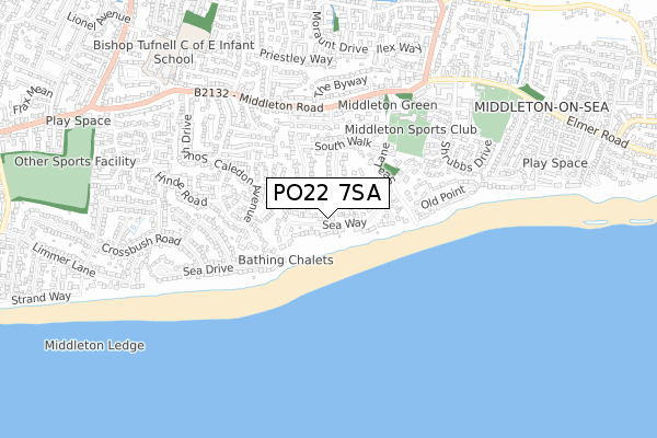 PO22 7SA map - small scale - OS Open Zoomstack (Ordnance Survey)