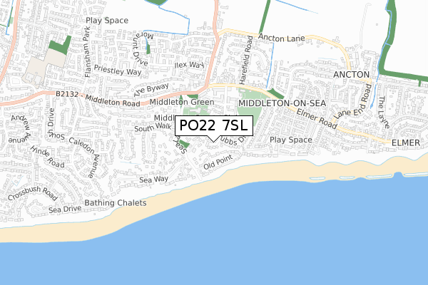 PO22 7SL map - small scale - OS Open Zoomstack (Ordnance Survey)