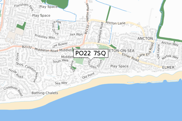 PO22 7SQ map - small scale - OS Open Zoomstack (Ordnance Survey)