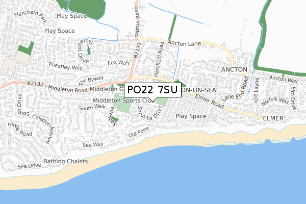 PO22 7SU map - small scale - OS Open Zoomstack (Ordnance Survey)