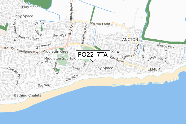 PO22 7TA map - small scale - OS Open Zoomstack (Ordnance Survey)