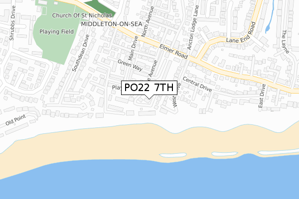 PO22 7TH map - large scale - OS Open Zoomstack (Ordnance Survey)