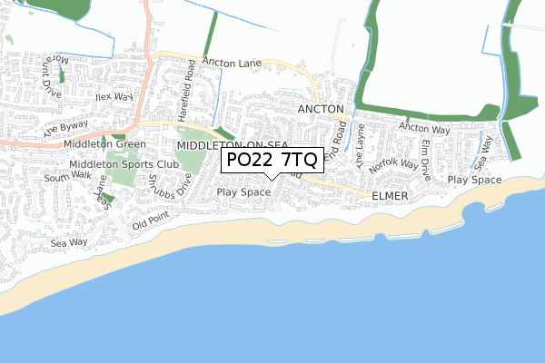 PO22 7TQ map - small scale - OS Open Zoomstack (Ordnance Survey)