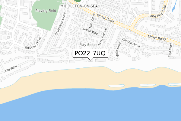 PO22 7UQ map - large scale - OS Open Zoomstack (Ordnance Survey)