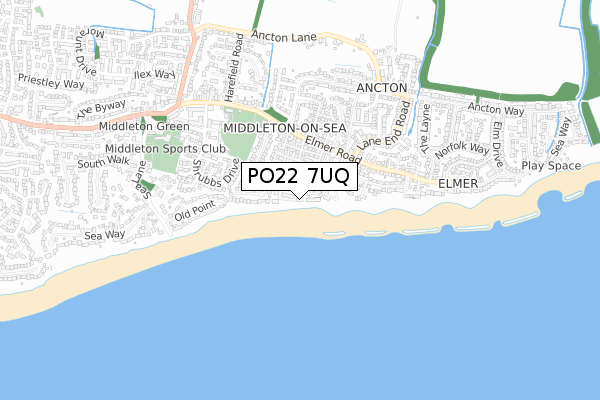 PO22 7UQ map - small scale - OS Open Zoomstack (Ordnance Survey)
