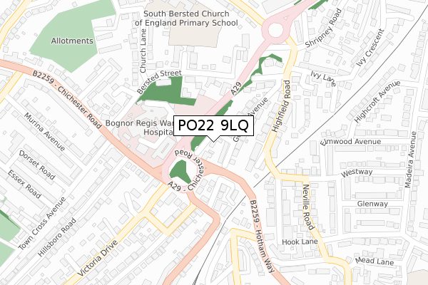 PO22 9LQ map - large scale - OS Open Zoomstack (Ordnance Survey) PO22 9LQ map - large scale - OS Open Zoomstack (Ordnance Survey)