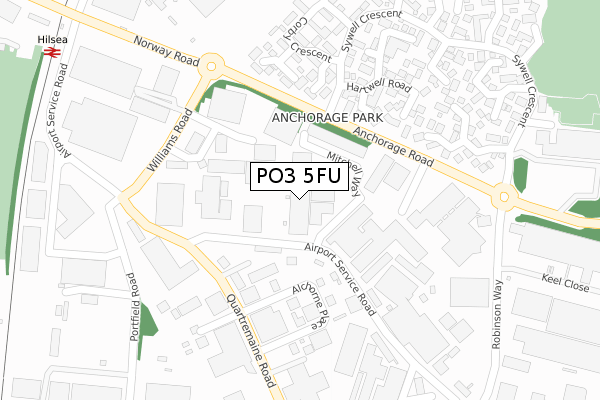 PO3 5FU map - large scale - OS Open Zoomstack (Ordnance Survey)