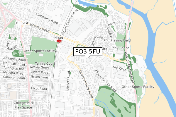 PO3 5FU map - small scale - OS Open Zoomstack (Ordnance Survey)