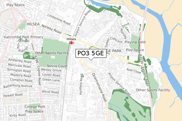 PO3 5GE map - small scale - OS Open Zoomstack (Ordnance Survey)