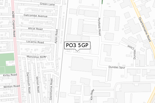PO3 5GP map - large scale - OS Open Zoomstack (Ordnance Survey)