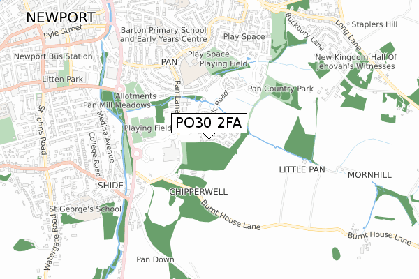 PO30 2FA map - small scale - OS Open Zoomstack (Ordnance Survey)