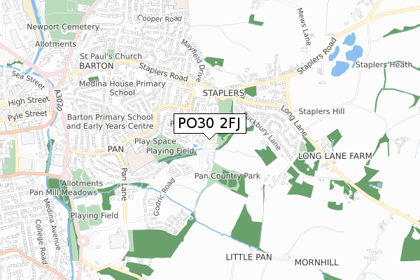 PO30 2FJ map - small scale - OS Open Zoomstack (Ordnance Survey) PO30 2FJ map - small scale - OS Open Zoomstack (Ordnance Survey)