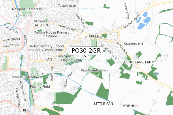 PO30 2GR map - small scale - OS Open Zoomstack (Ordnance Survey) PO30 2GR map - small scale - OS Open Zoomstack (Ordnance Survey)