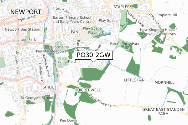 PO30 2GW map - small scale - OS Open Zoomstack (Ordnance Survey) PO30 2GW map - small scale - OS Open Zoomstack (Ordnance Survey)
