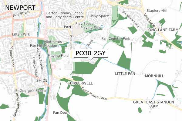 PO30 2GY map - small scale - OS Open Zoomstack (Ordnance Survey)