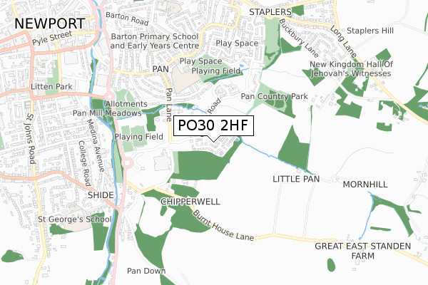 PO30 2HF map - small scale - OS Open Zoomstack (Ordnance Survey)