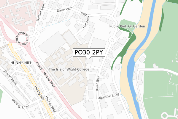 PO30 2PY map - large scale - OS Open Zoomstack (Ordnance Survey)