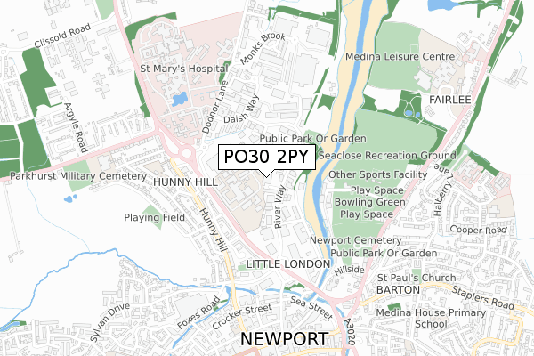 PO30 2PY map - small scale - OS Open Zoomstack (Ordnance Survey)