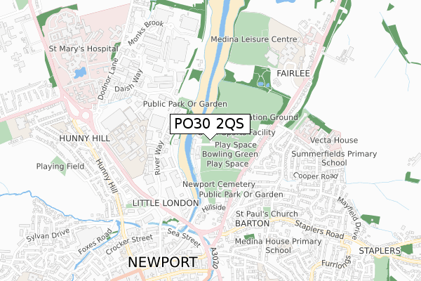 PO30 2QS map - small scale - OS Open Zoomstack (Ordnance Survey)