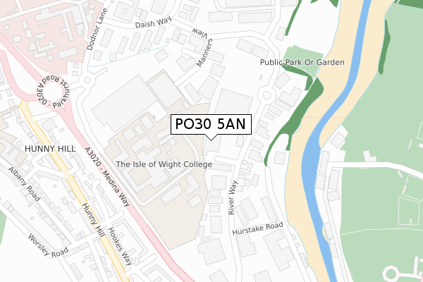 PO30 5AN map - large scale - OS Open Zoomstack (Ordnance Survey)