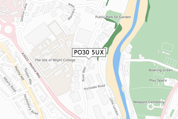 PO30 5UX map - large scale - OS Open Zoomstack (Ordnance Survey)