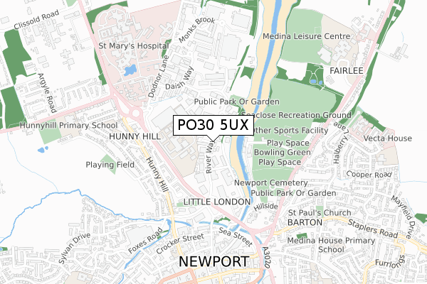 PO30 5UX map - small scale - OS Open Zoomstack (Ordnance Survey)