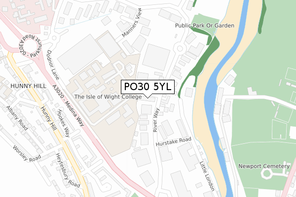 PO30 5YL map - large scale - OS Open Zoomstack (Ordnance Survey)