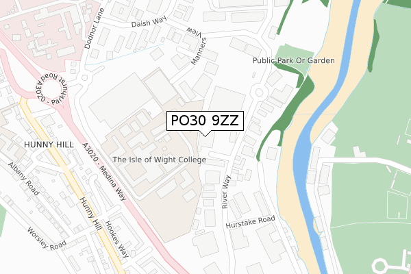 PO30 9ZZ map - large scale - OS Open Zoomstack (Ordnance Survey)