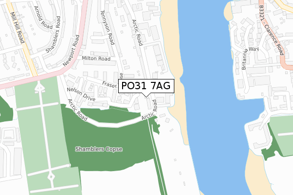 PO31 7AG map - large scale - OS Open Zoomstack (Ordnance Survey)