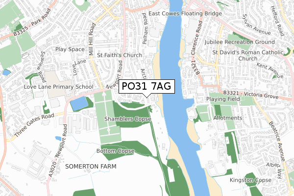 PO31 7AG map - small scale - OS Open Zoomstack (Ordnance Survey)