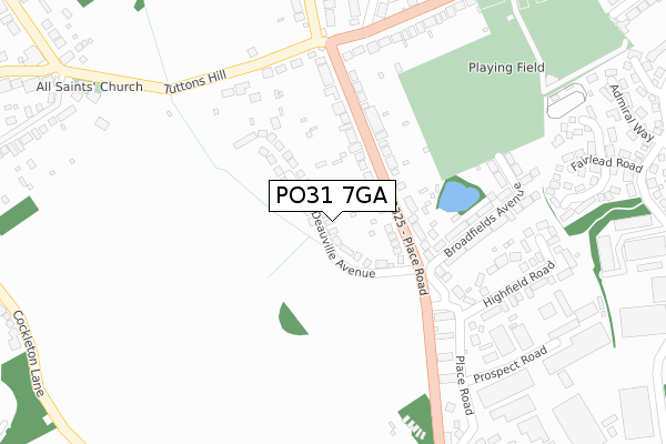 PO31 7GA map - large scale - OS Open Zoomstack (Ordnance Survey)